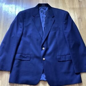 Lauren Ralph Lauren 46 R Solid Navy Blue 2 Btn Blazer,Gold CHAPS Buttons,MINT